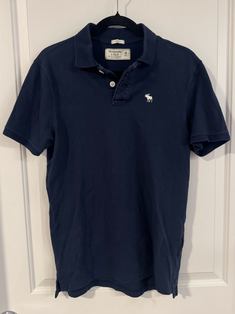 Abercrombie & Fitch Navy Blue Polo with White Logo Mens Size Medium